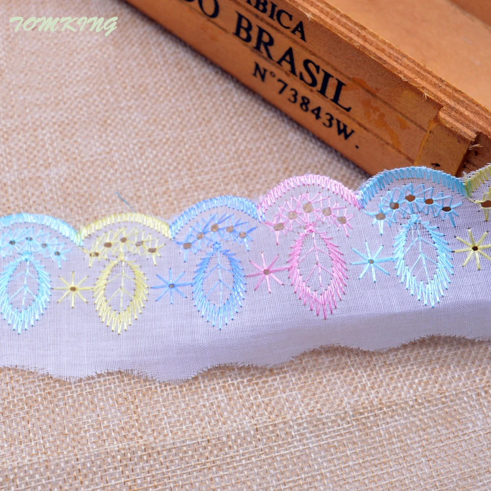Горячая продажа 5yd/Лот 50 мм цветная белая вышитая кружевная отделка Лента для