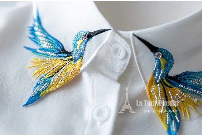 Новый дизайн модное ожерелье с вышивкой в виде тяжелых птиц блузка рубашка шея