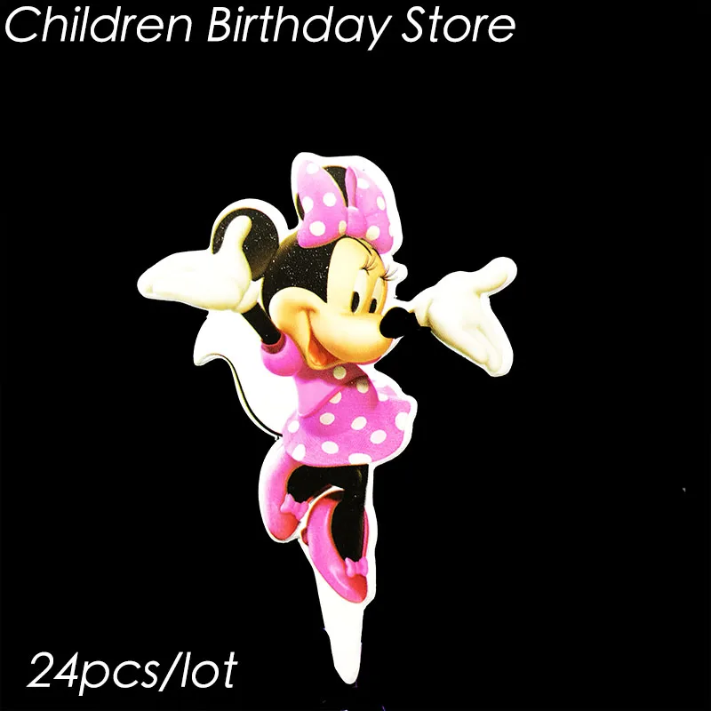 Minnie Mouse 24 шт./лот соевый Luna тема торт Топпер соевый Luna тема День Рождения украшения соевый Luna тема украшения для кексов - Цвет: Minnie Mouse
