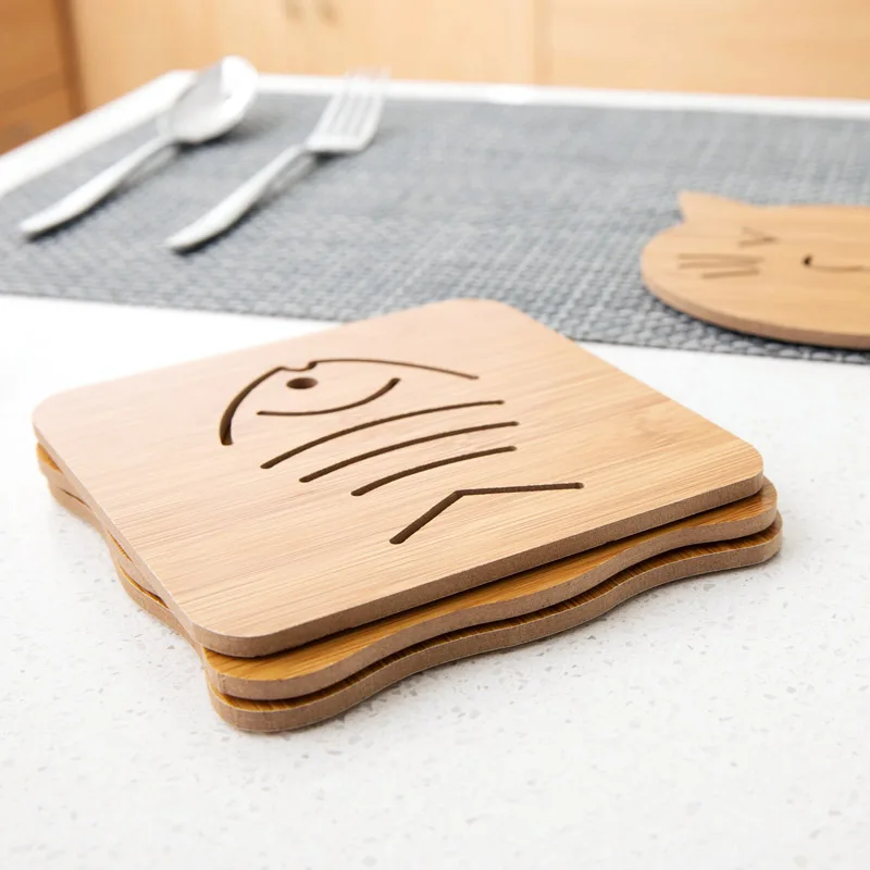 Домашний Деревянный мультяшный изоляционный коврик для стола Противоскользящий