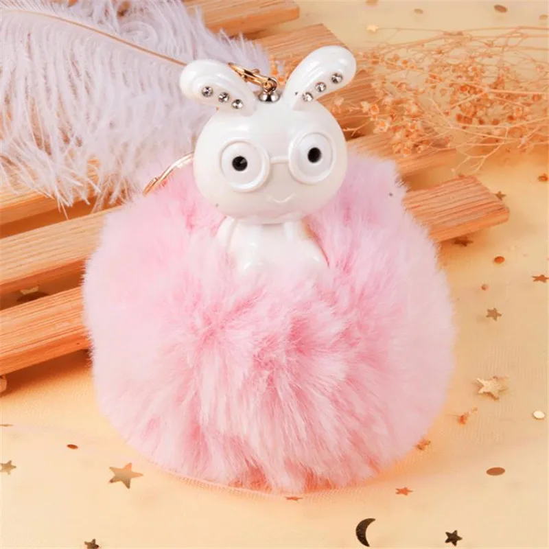Cute ute rabbit diamond long eared plush keychain pendant toy ladies car christmas birthday gift |