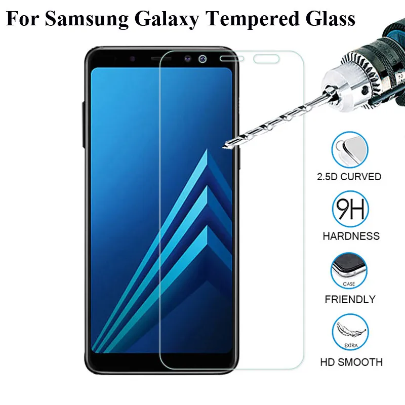 Защитное стекло 9H для Samsung A6 A7 A8 A5 2018 2017 A3 2016 Plus Защитная пленка экрана | Мобильные