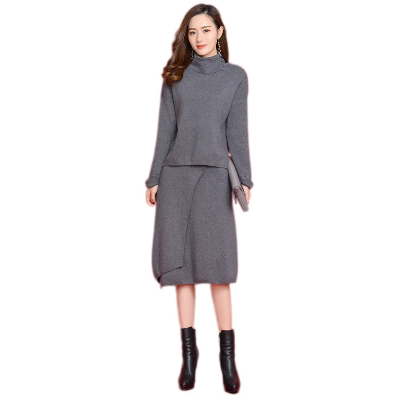 Женский шерстяной трикотажный комплект из двух предметов осенняя элегантная