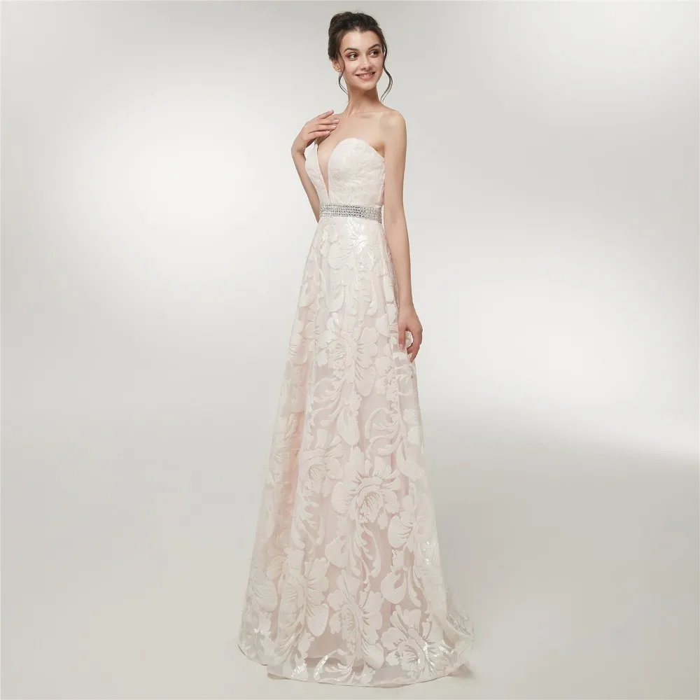 Vivian's Bridal 2018 Appliques Crystal Sashes Women Evening Dress Sexy Straight Sleeveless Backless Floor-length Formal | Свадьбы и