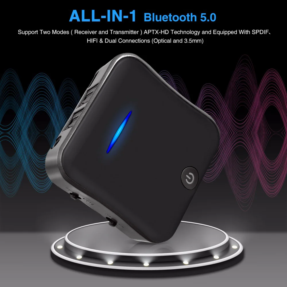 2 в 1 приемник Bluetooth 5,0 ТВ передатчик беспроводной стерео аудио адаптер Поддержка APT X/TWS с оптическим/SPDIF портом