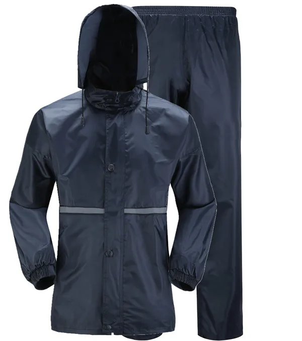Dark blue Дождевик+ дождевик, штаны, костюм, светильник, для взрослых, большой размер, для мотоцикла, велосипеда, дождевик, дышащий, комфортный, дождевик, для мужчин и женщин - Цвет: Dark blue