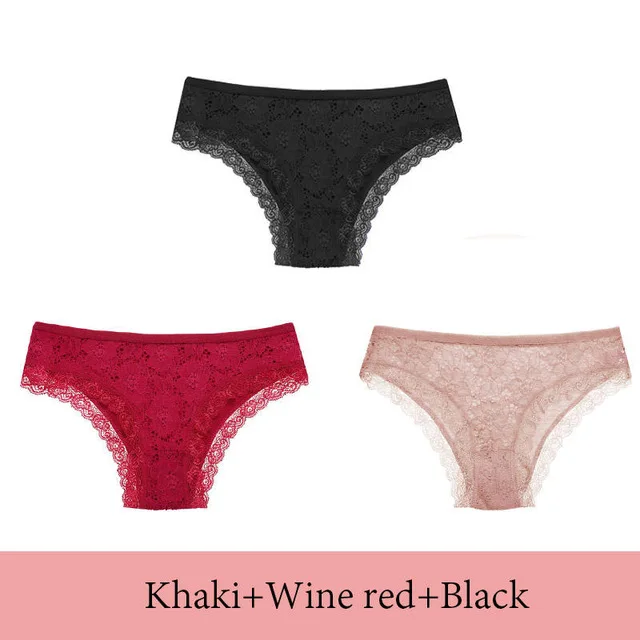 set 2 Женские кружевные трусики 3 шт./компл., сексуальные трусы, Модный хлопковый с низкой талией, женское нижнее белье, нижнее белье, женские трусики, нижнее белье, Прямая - Цвет: set 2