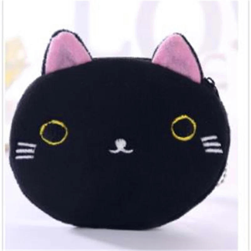 Черный Kawaii портмоне «кошка» цвет пэчворк маленький 10 см брелок на подарок кошелек для монет сумка новое поступление - Цвет: Черный