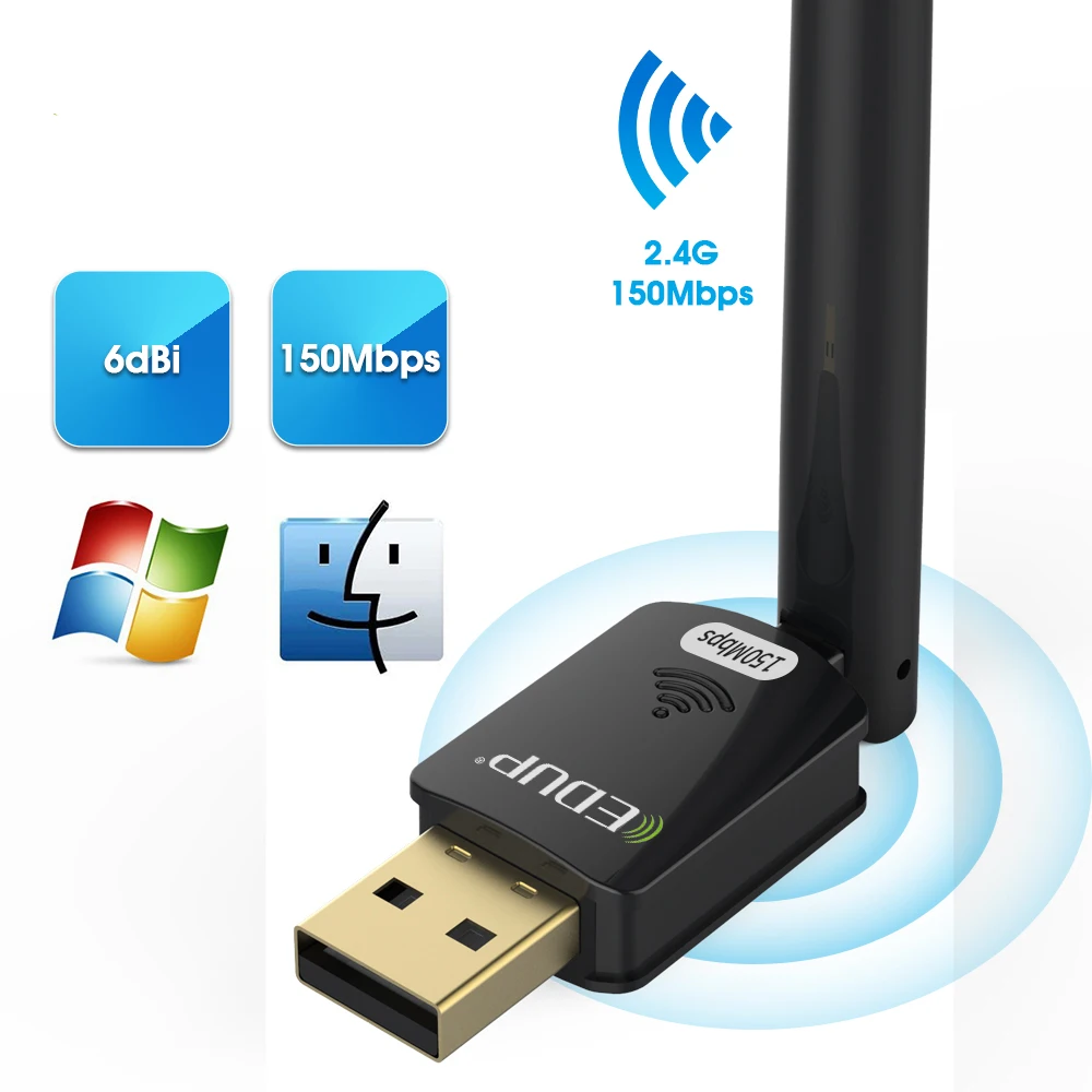 Wi-Fi адаптер с высоким коэффициентом усиления 150 Мбит/с 6dbi 802.11n | Компьютеры и офис