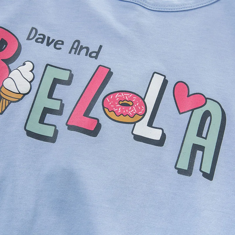 DBK9807 dave bella kids летняя футболка для девочек детская мода топ малышей Детская