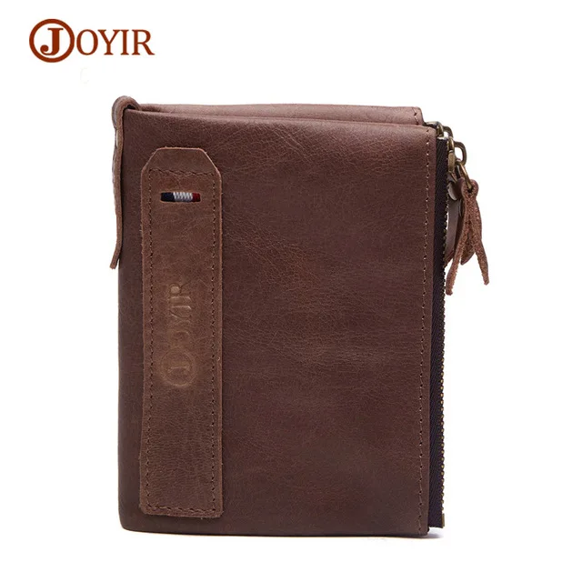 coffee Joyir Crazy Horse мужские кошельки натуральной кожи мужской кошелек короткие Портмоне старинные молнии бумажник Брендовая Дизайнерская обувь кошелек - Цвет: coffee