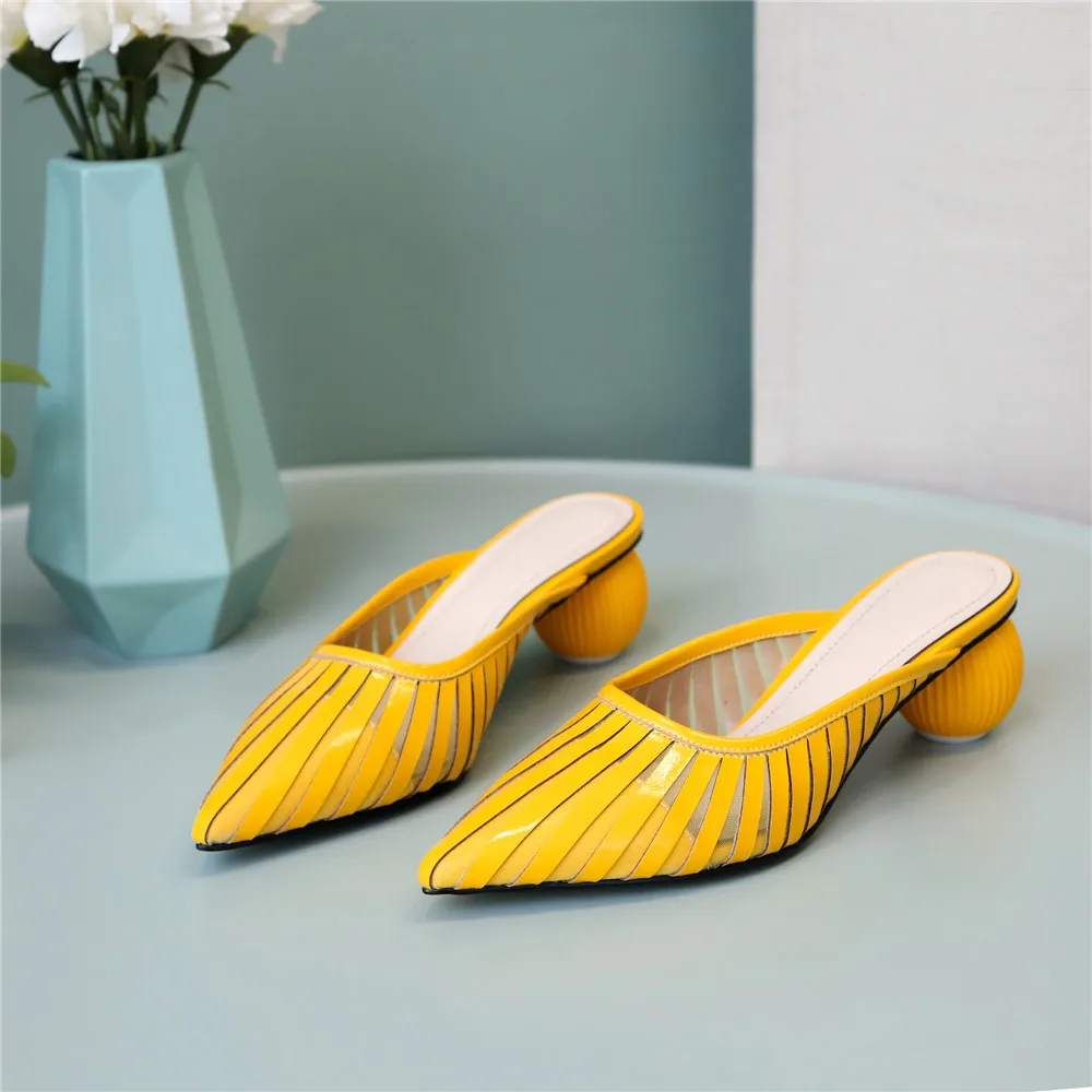 Брендовые туфли без задника с острым носком женские шлепанцы из натуральной кожи