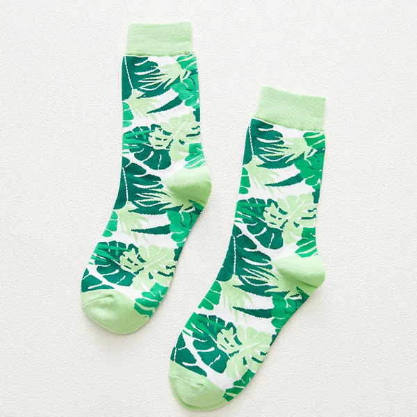 green Leaves Модные стильные носки листья зеленые монстеры короткие носки хлопковые с забавным рисунком женские зимние мужские унисекс короткие носки с растительным рисунком женские - Цвет: green Leaves