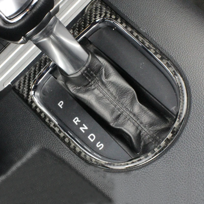 

Carbon Fiber Car Control Gear Shift Box Panel Water Cup Holder Frame Cover Trim Accessories For Ford Mustang 2015-19 Car-Styling