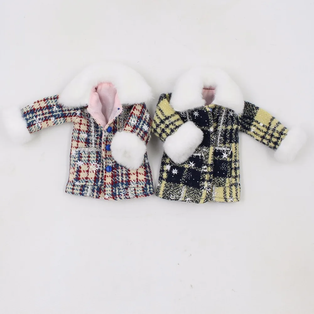 Ледяной DBS Blyth Кукла Одежда Пальто фиолетовый зеленый gingham зимний наряд | Игрушки и