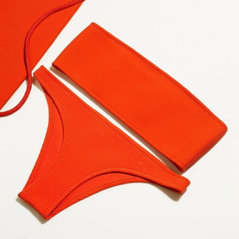 Новинка 2018 Женский комплект бикини без бретелек из 2 предметов купальник пуш-ап