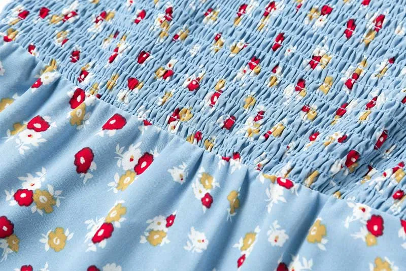 Женское шифоновое платье повседневное синее длинное с короткими рукавами и