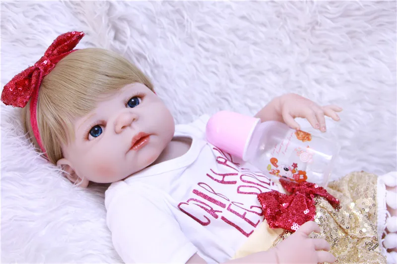 Кукла DollMai 22 дюйма Reborn полностью силиконовая виниловая для девочек bonde волосы