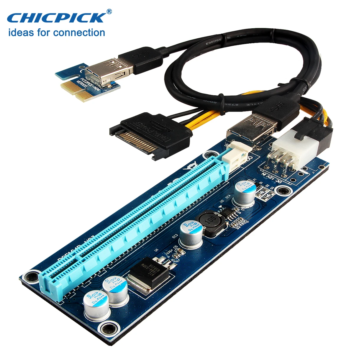 Chicpick VER006C PCIe Riser 1X к 16X USB 3.0 Express удлинитель для btc Eth GPU GTX 1080 ti графический карты