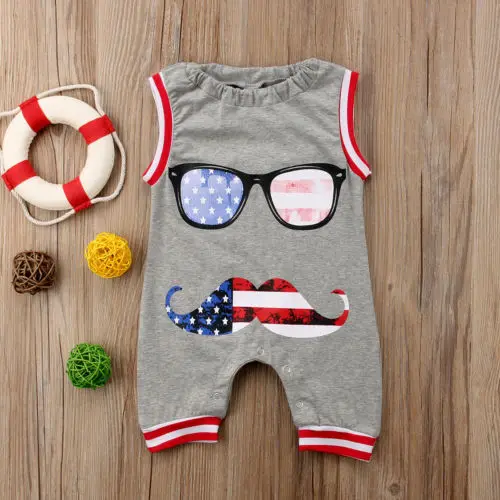 2018 Summer New Kids Baby Grey Beard Rompers Boys Sleevless Glass Jumpsuit Romper Gentleman Suit One-Pieces Clothes Outfits |