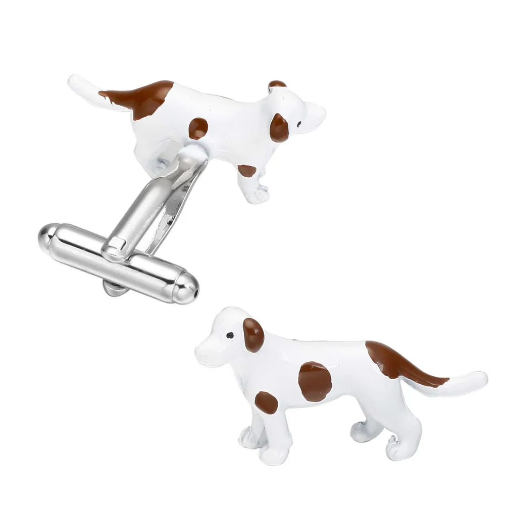 

MeMolissa Display Box Cufflinks Fashion Cufflinks Brass Material White Spotted Dog Design Cuff Links Free Tag & Wipe Cloth