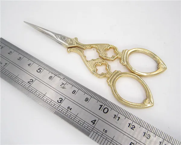 Gold ZAKKA Ретро Ремесло Швейные классические винтажные ножницы ручной работы DIY Вышивка крестом Европейский инструмент антикварный портной - Цвет: Gold