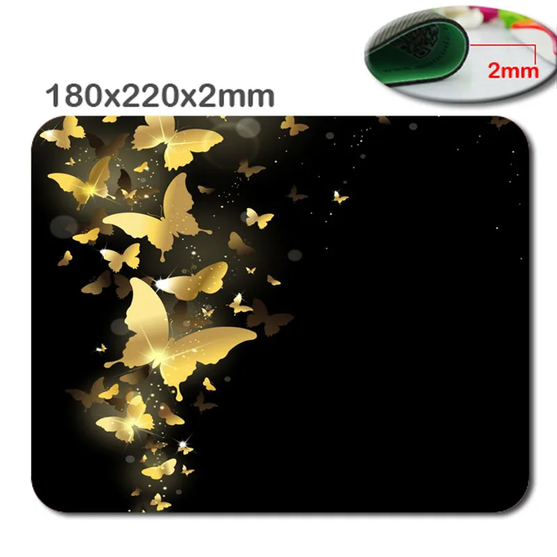 

Golden Butterflies Dark Gold Pictures Custom Anti Slip Comfort Gaming Mouse Pad - Durable Office Accessory Gift 220mm*180mm*2mm