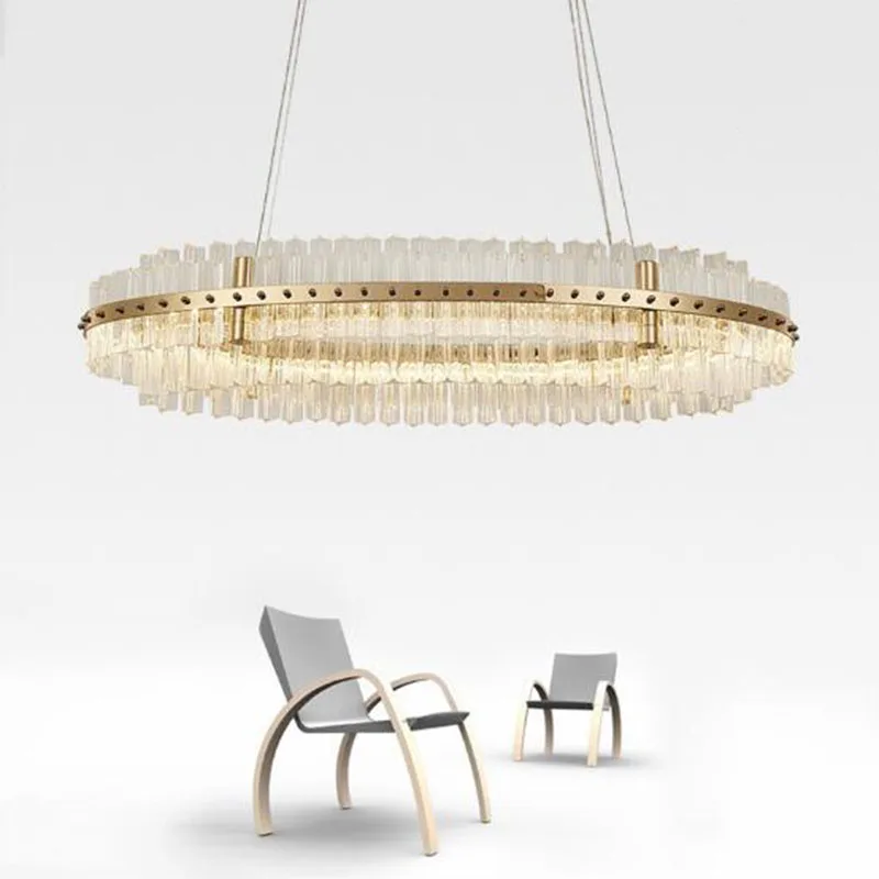 Овальная Современная хрустальная люстра для столовой кухни остров Висячие