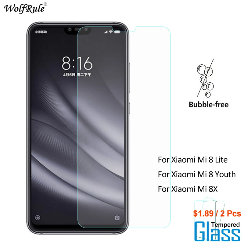 2 шт для стекла Xiaomi Mi 8 Lite защита экрана закаленное стекло Молодежная пленка