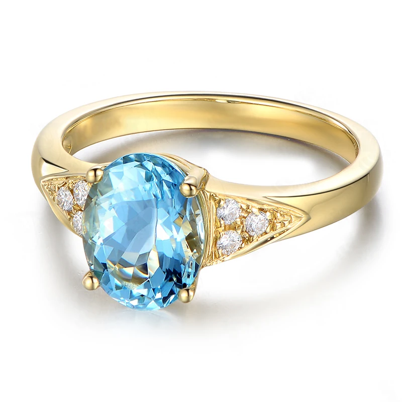AINUOSHI, 3ct, овальная огранка, топаз, желтое золото, цветное кольцо, 925 пробы, серебро, натуральный голубой топаз, кольцо, хорошее обручальное кольцо для женщин