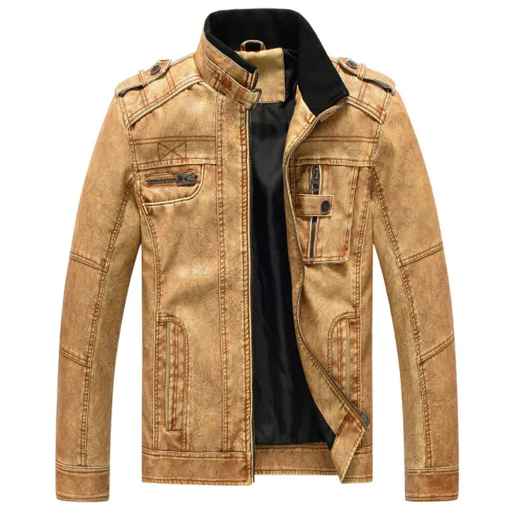 Прямая поставка новая кожаная куртка мужские повседневные мотоциклетные куртки