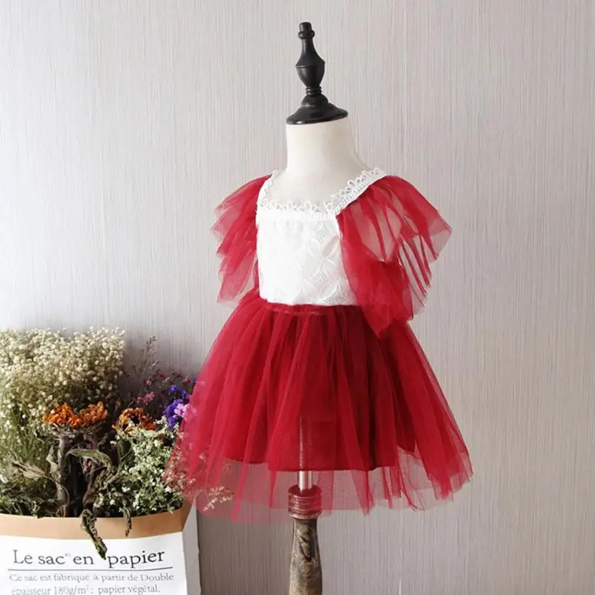TELOTUNY 2018 Children Kid Girls Patchwork Lace Net Yarn Princess Backless Dress Clothes For FEB10 | Детская одежда и обувь
