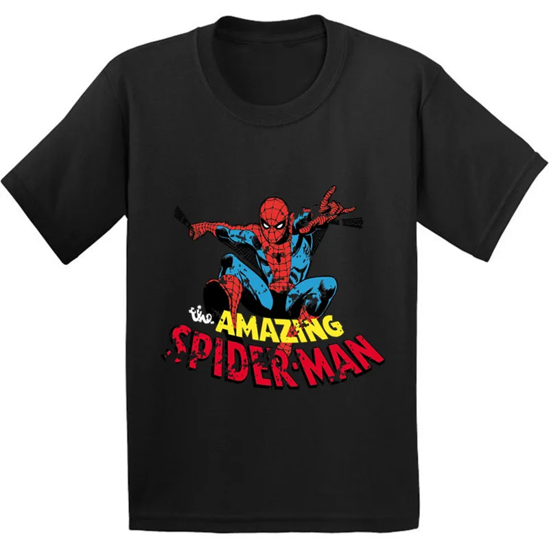 Детская Хлопковая футболка с рисунком мстители Человек паук забавная одежда