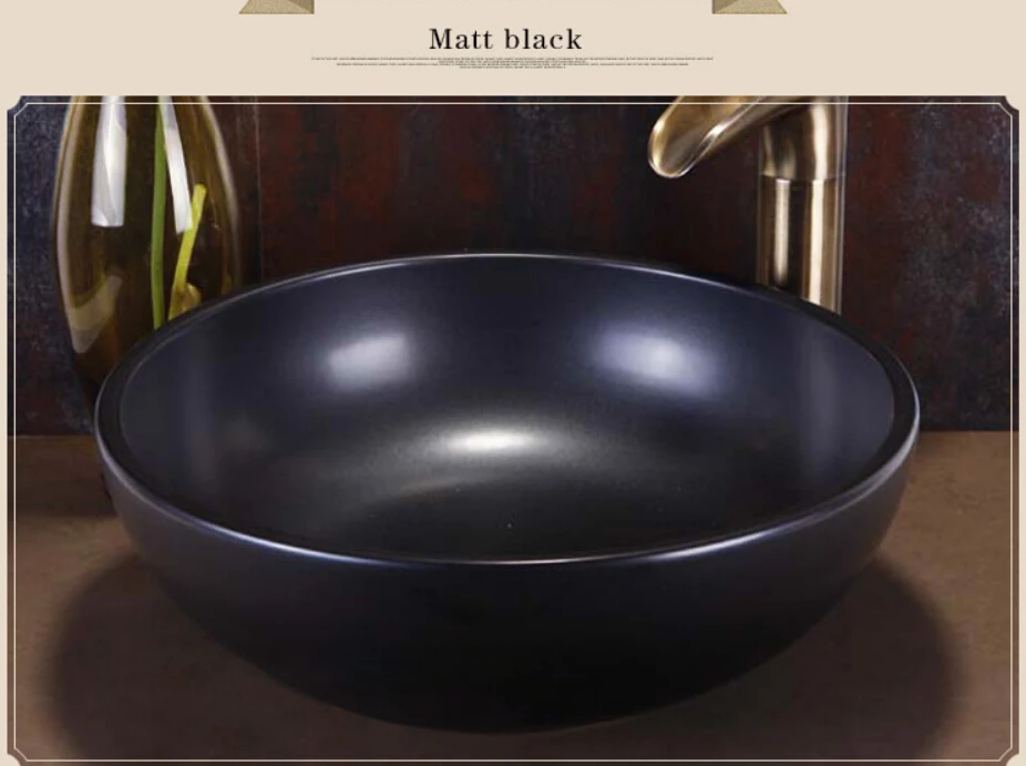 Фарфоровая гардеробная круглая умывальник Lavabo столешница черная раковина сосуд