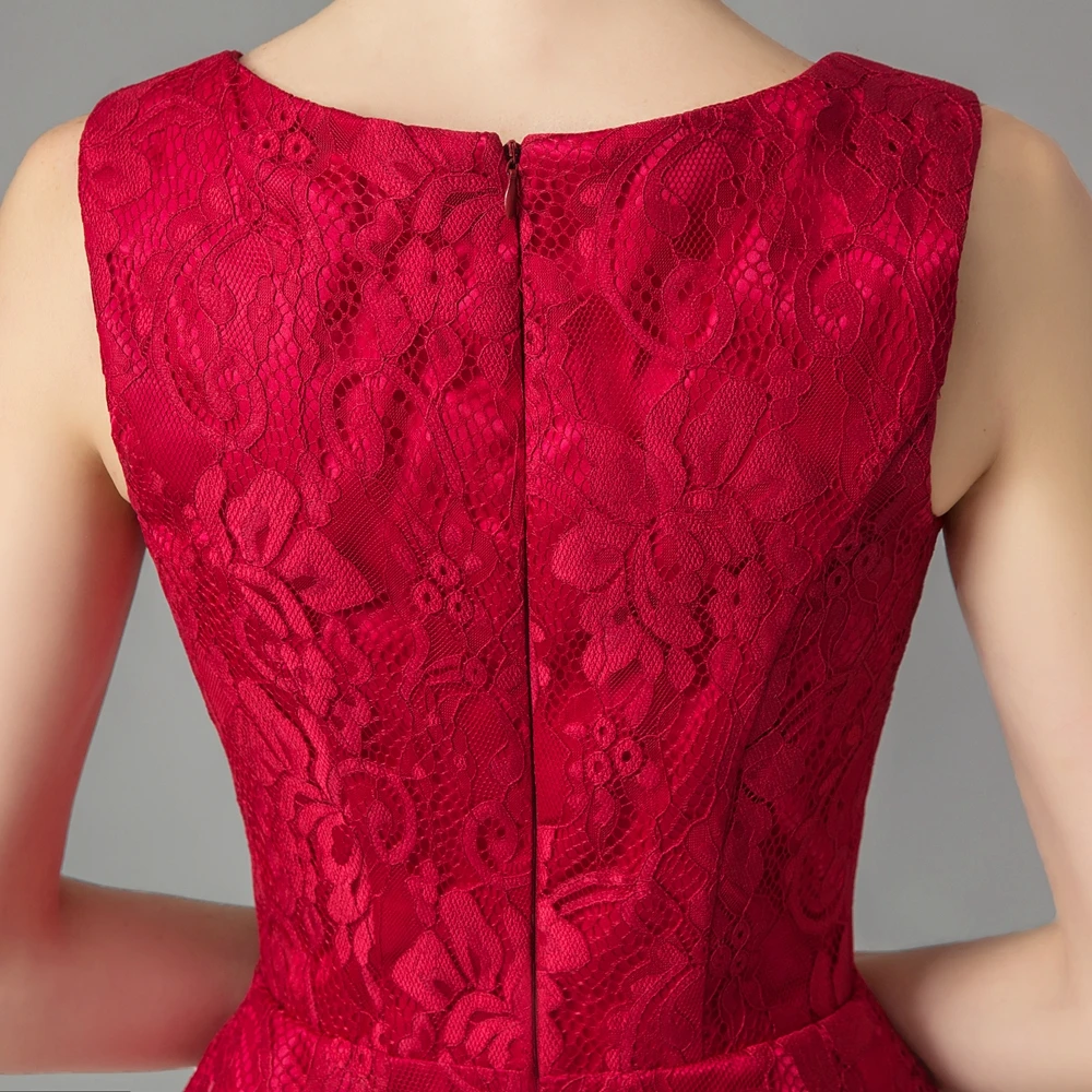 SSYFashion, новые элегантные коктейльные платья, короткие, красные, кружевные, без рукавов, длиной до колена, платья для матери невесты, вечерние, торжественные платья