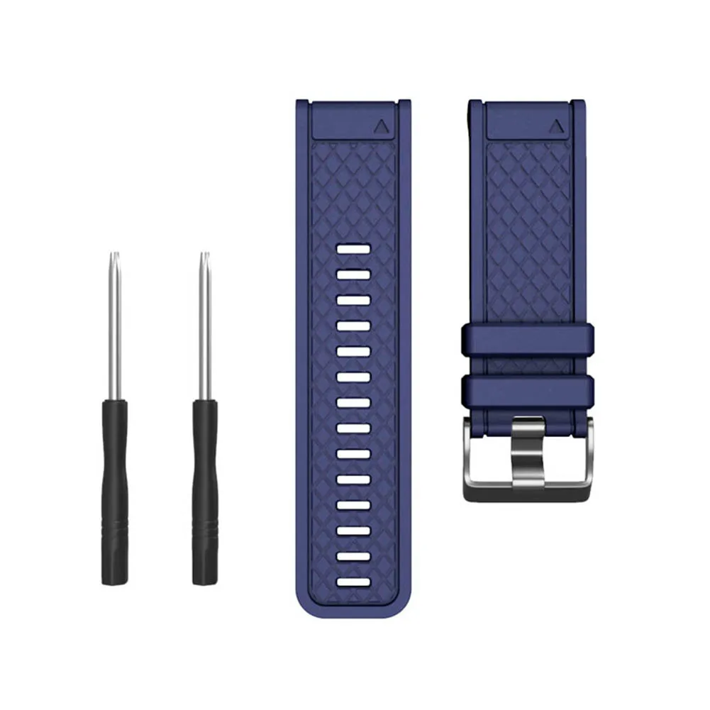 Dark Blue Silicone Sport Wrist Band Watch Strap Replacement Belt for Garmin Fenix/Fenix 2 JR Deals - Цвет: Dark Blue