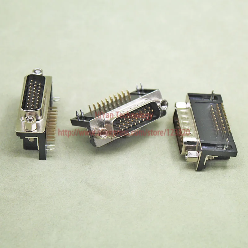 (10 шт./лот) DB26 3 рядный глянцевый черный параллельный порт 26Pin D Sub Male 26 way PCB 90