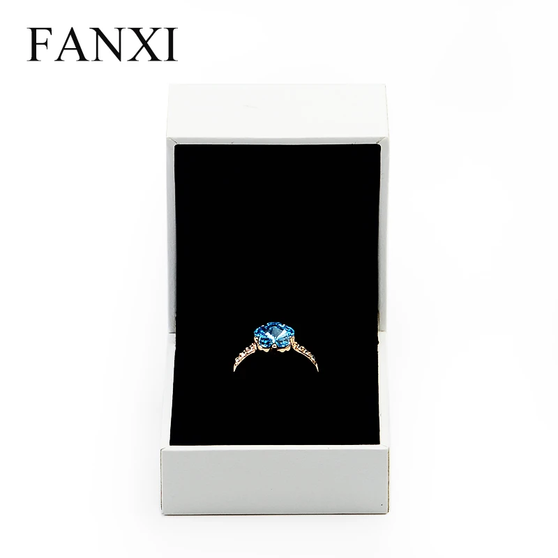 FANXI белая кожзам бумажная коробка для ювелирных изделий Кольцо Кулон ожерелье браслет длинная цепь упаковка подарочная коробка ювелирные изделия Органайзер - Цвет: Ring box