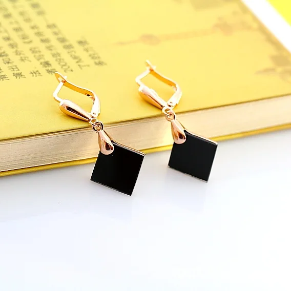 Серьги MOONROCY цвета розового золота с кристаллами черные серьги Прямая поставка