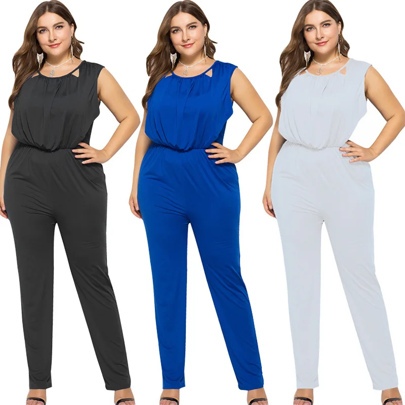 2019 женский комбинезон без рукавов повседневный женские широкие брюки свободные