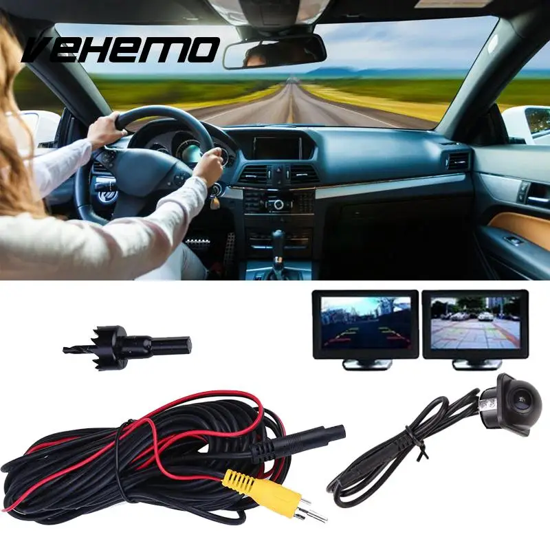 DC 12V Car Auto Monitor Hole Drilling Side View Blind Spot Mirror Camera Reverse | Автомобили и мотоциклы