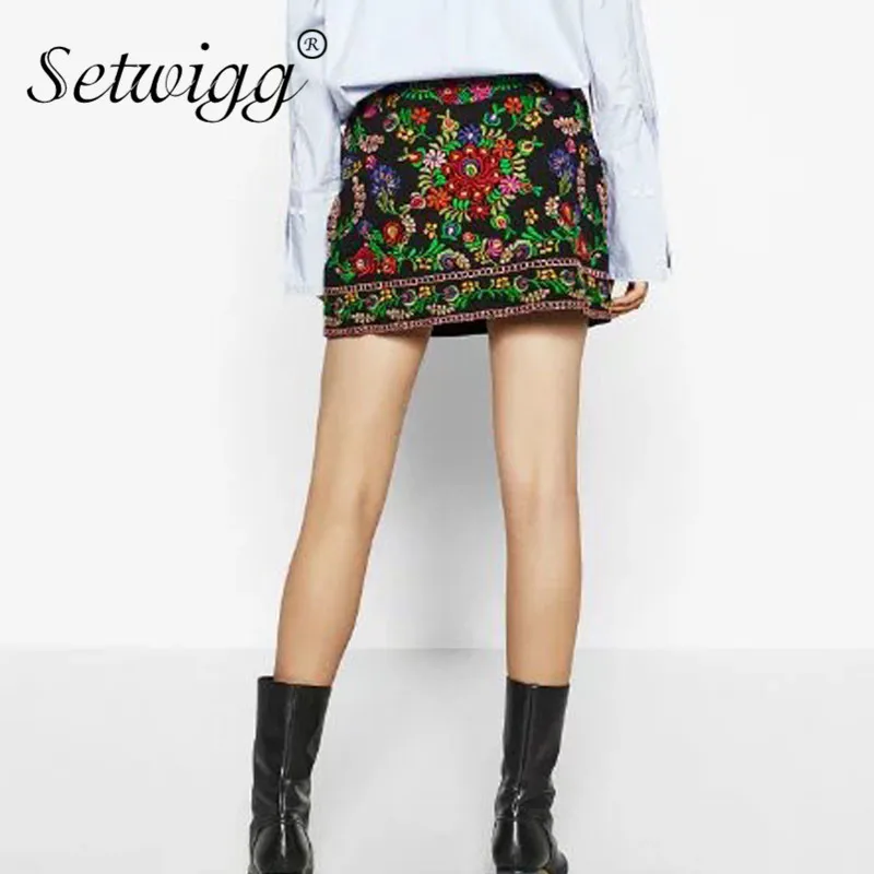 SETWIGG/Осенняя короткая юбка трапециевидной формы в стиле ретро с цветочной