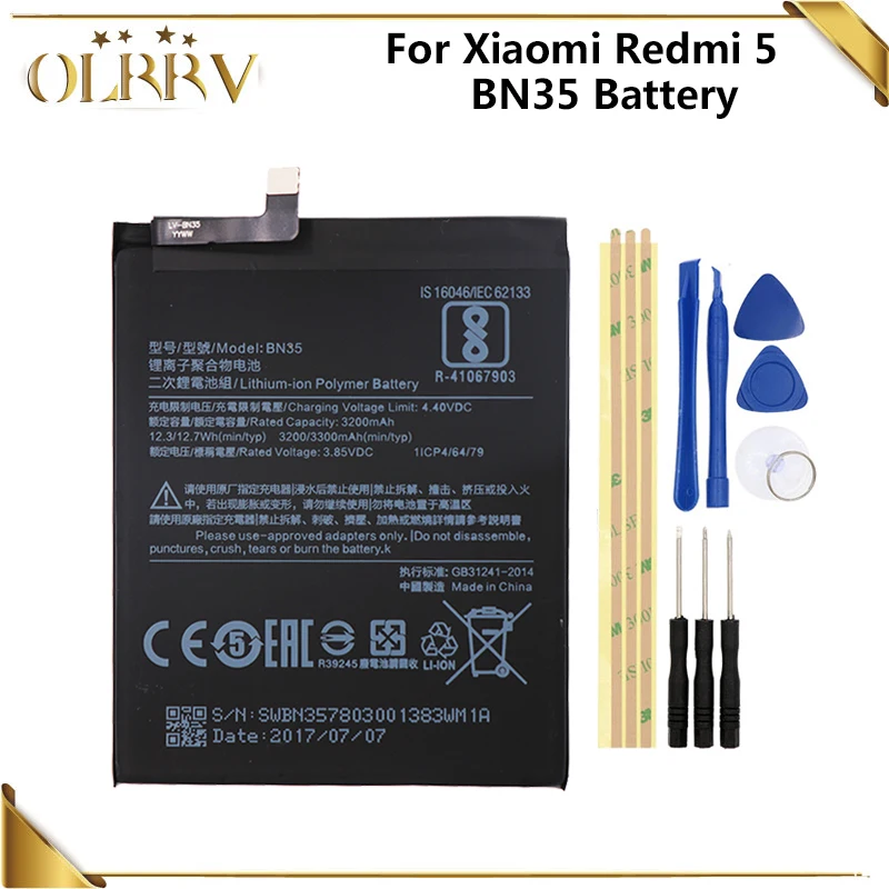 Аккумулятор BN35 на 3300 мА · ч для Xiaomi Redmi 5 аккумулятор Hongmi +