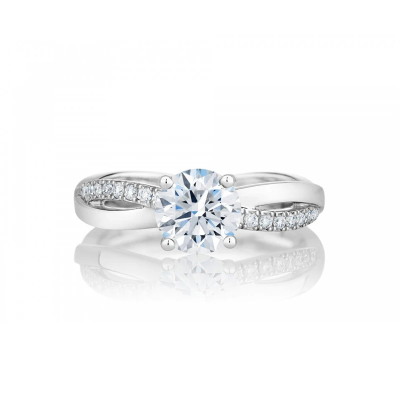 

Elegant Art Deco 1Ct Round Cut Diamond Ring Solid Platinum 950 Engagement Ring Romantic Prmoise Ring