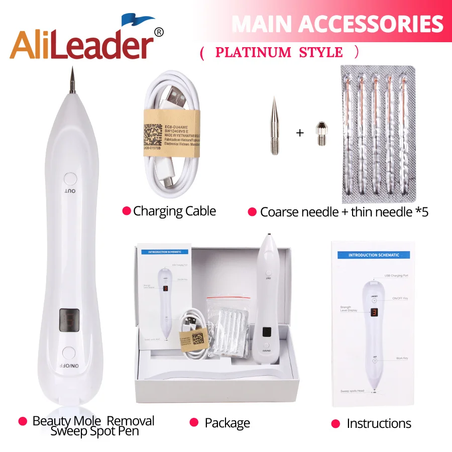 Platinum style Alileader игла для удаления родинок инструменты для ухода за кожей веснушки удаление кожи моль удаление пятновыводитель темных загрязнений для лица черная точечная ручка 2 стиля - Цвет: Platinum style