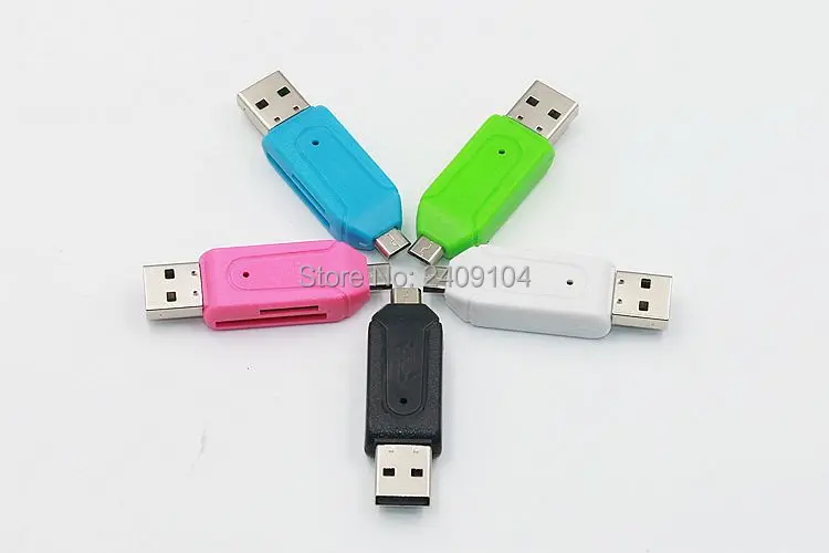 SZAICHGSI оптовая продажа 100 шт. 2 в 1 USB OTG кардридер Micro TF/SD удлинитель для телефона