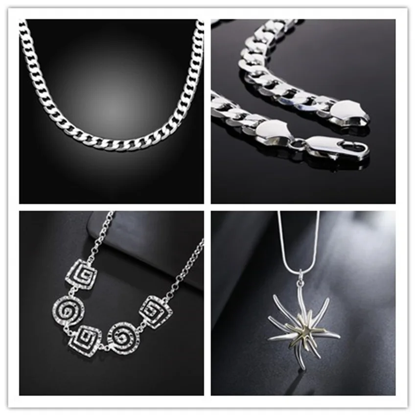 

Wholesale ,Charm silver color necklace jewelry crystal Men women fashion Wedding pendant necklace jewelry free shipping N020