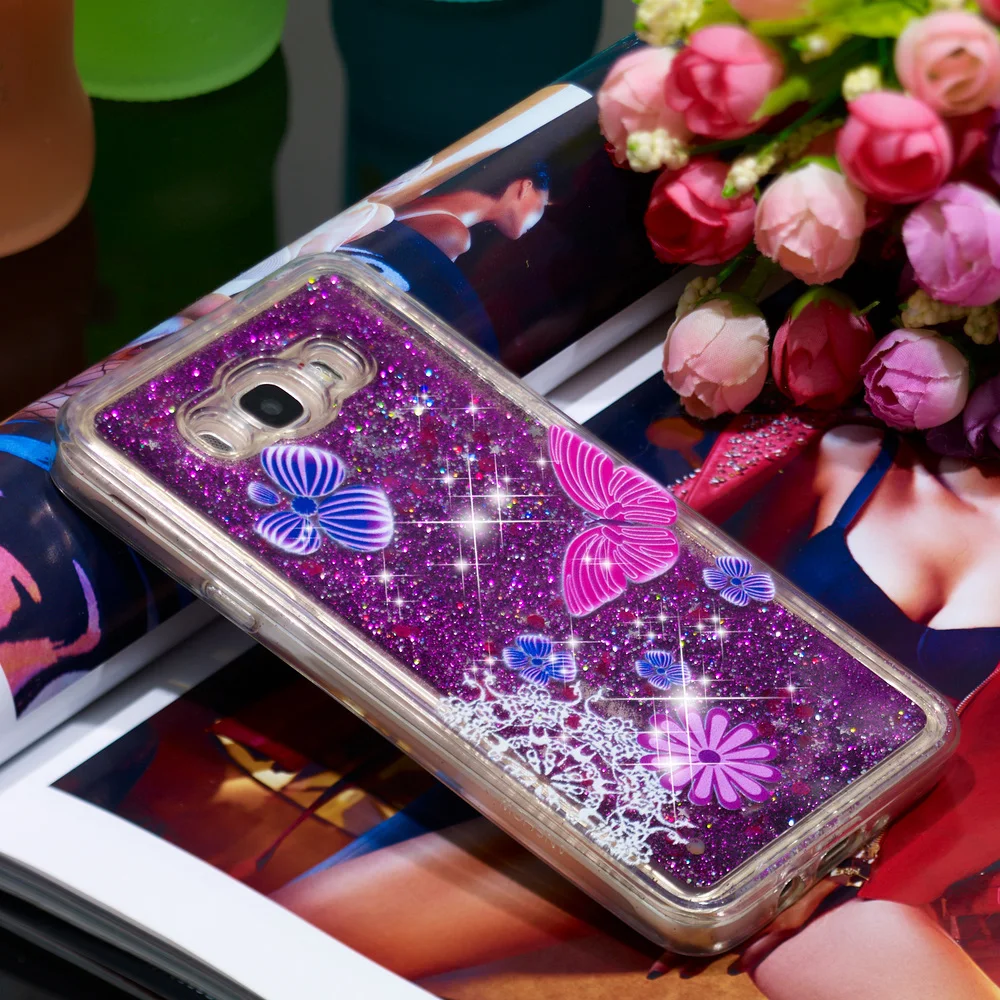 Облегающий чехол для Samsung Galaxy J7 2016 J76 блестящие звезды динамический жидкий песок