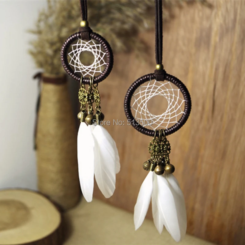 Ручная работа Ловец снов сетка с перьями ветряные колокольчики | Украшения и