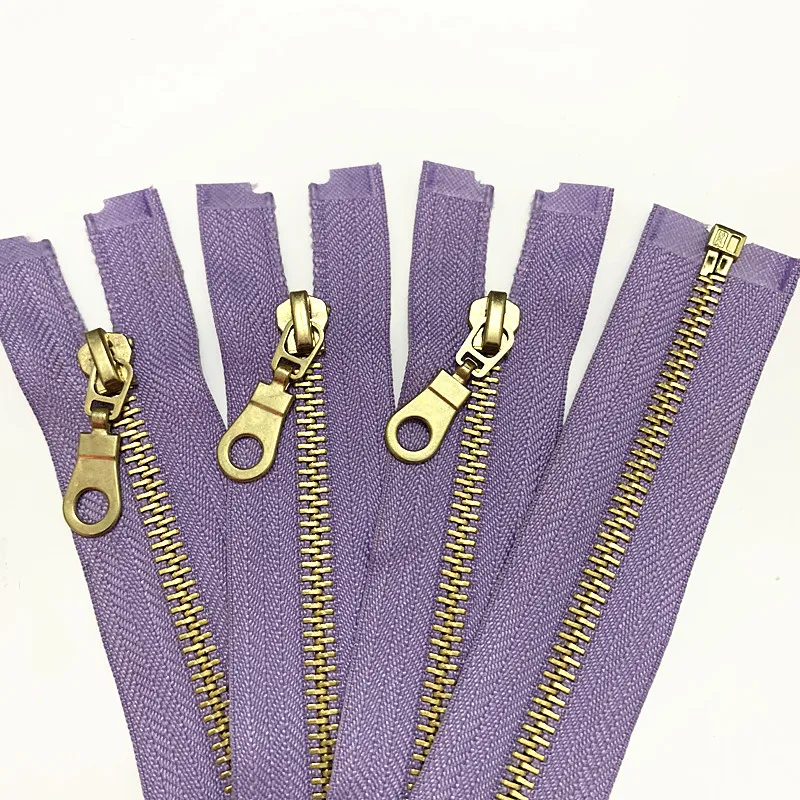 light purple Набор из 5 штук 5# латунные металлические отдельные открытые задние молнии с пончиками застежки-молнии тянет 24 дюйма застежки-молнии для шитья - Цвет: light purple